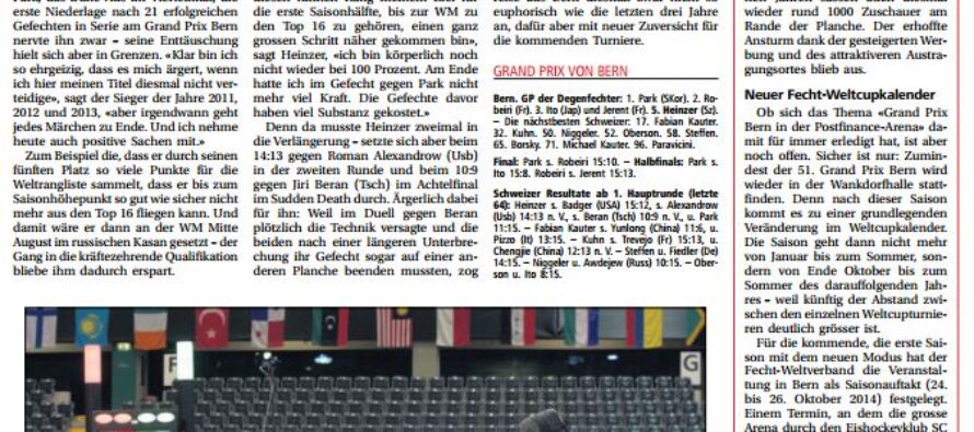 NLZ und NZZ | 12.05.2014: Max Heinzer et le GP Berne