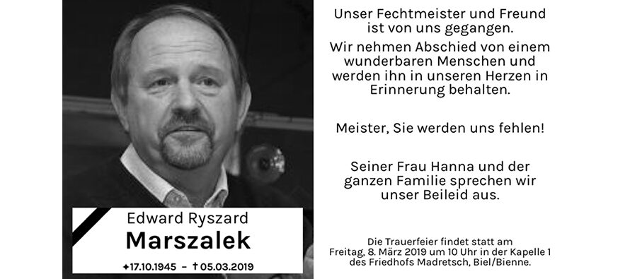 Todesanzeige: Me Edward Ryszard Marszalek